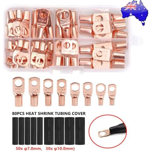 140PCS Assortment Copper Lug Ring Car Battery Terminals Electrical Wire Crimp Connector With Cover Automotive Kits
