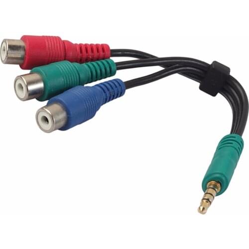 4-pole AUX 3.5mm Male to Component YPbPr 3 RCA Female Adapter Video Cable Green Blue Red 3-RCA External Line For Samsung TV PC