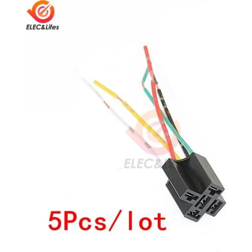 5Pcs/lot Automotive Relay Socket Car Relay Connector Relay Socket Plug For 12V 24V 4Pin 5Pin Auto Relay