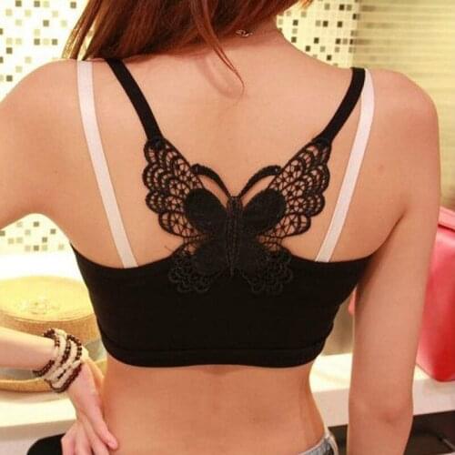 5Pcs/lot Korean Sexy Bow Modal Bra Hollow Chest Wrapped Lace Charm Butterfly Black White Female Vest Underwear Womens Clothing