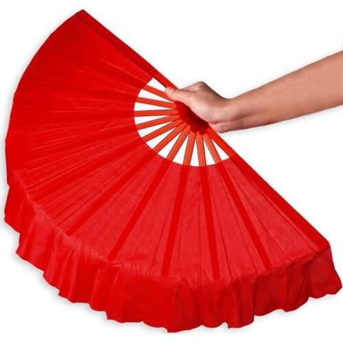 50pcs/lot 41cm Solid Black Red Folding Hand Fans Craft Dance Performce Wedding Party Souvenir Decoration Supplies ZA4203