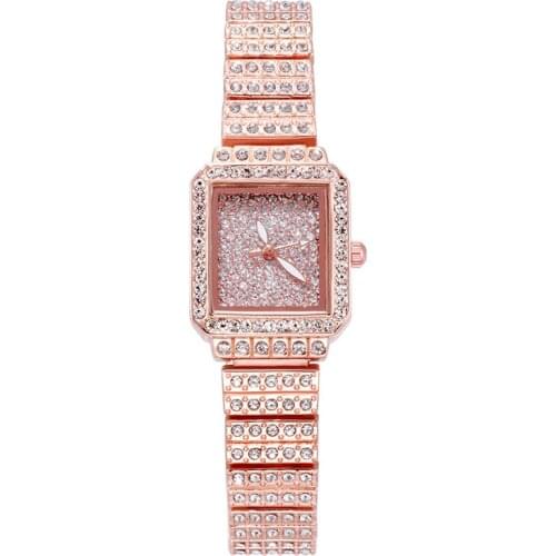 Hot Luxury Brand Unique Designer Diamond Watch for Women Ladies Gold Square Watch Analog Quartz Female Clock Bayan Kol Saati