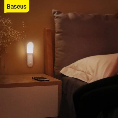 Baseus USB Light Human Body Induction Aisle Light Beadroom Night Lamp LED Light Protect at Night USB Charging Rechargeable Light
