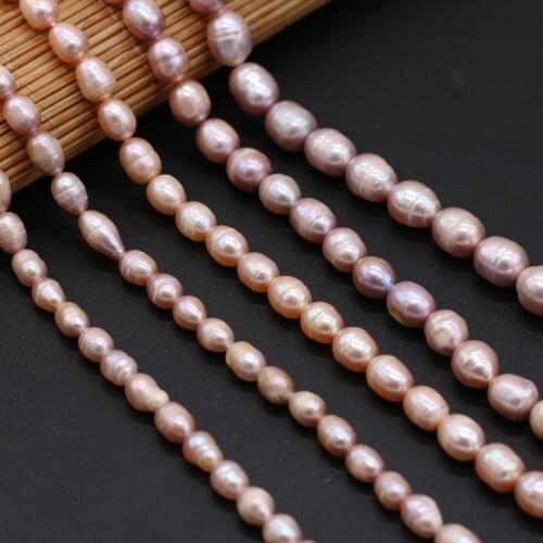 Natural Freshwater Pearl Beads A Rice Shape Punch Loose Spacer Beads for Jewelry Making DIY Necklace Bracelet Accessories Gift