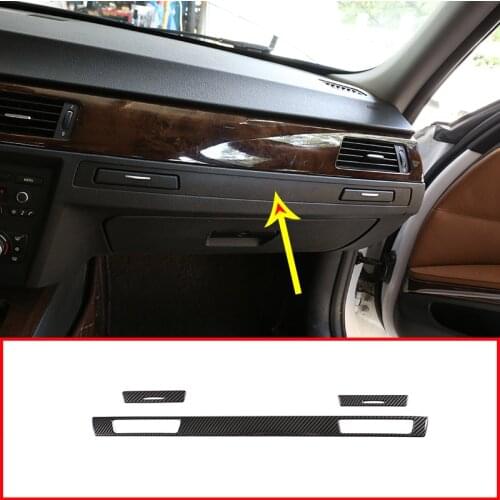 Carbon Fiber Style ABS Dashboard Cup Holder Decoration Strips Trim Stickers For BMW 3 Series E90 E92 2005-2012 Left Hand Drive