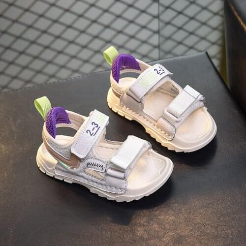 Childrens sandals 2021 summer new boys and girls genuine leather soft sole fashion open toe sports beach shoes