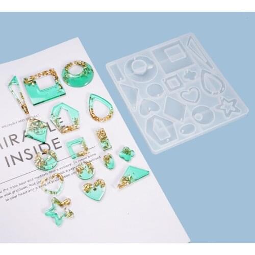 Geometric Crystal Epoxy Mold Resin Dangle Earring Pendant Mold Casting Silicone Molds Decoration Craft Jewelry Making Tool