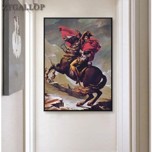 Famous Oil Painting Napoleon across the Alps Print On Canvas Art Print Poster Canvas Wall Pictures for Living Room Decoration