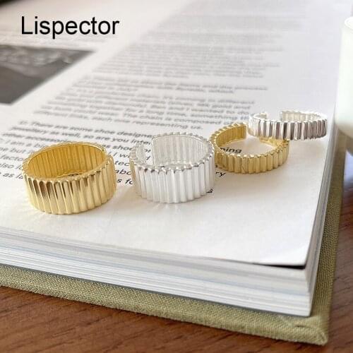 Lispector 925 Sterling Silver Korean Simple Gear Rings for Women Industrial Style Wide Narrow Ring Party Female Jewelry Gifts