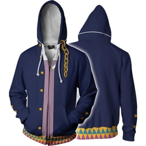 JoJos Bizarre Adventure Hoodie Kujo Jotaro Cosplay Costume Unisex Hooded Sweatshirts Men Zipper Hoodies Top Sweatshirt Coat