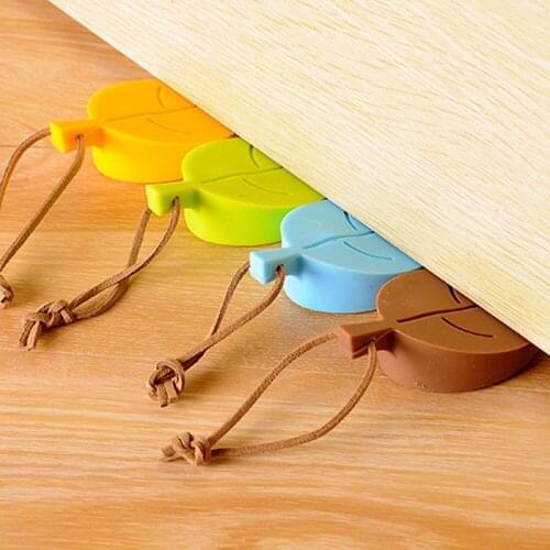 Creative leaves Silicone Door Stop Child Security Novelty Solid Color Rubber Doorstops Wedge Three-dimensional Protection