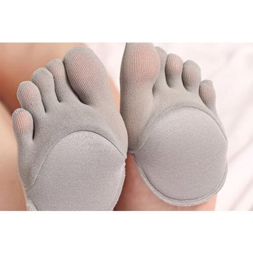 LadiesFive-finger Socks High Heels Forefoot Half Palms Invisible Socks Shallow Port On-slip Open Toe Socks For office workers