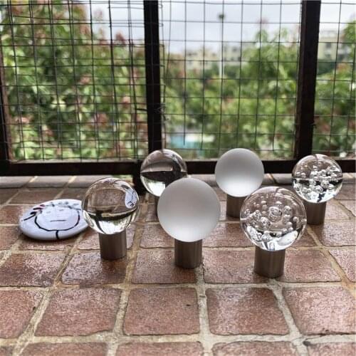 LCH New Zinc Alloy Base 30mm Cracked Ice Bubble Ball Frosted Round Crystal Ball Kitchen Cabinet Knob Drawer Handle Door Pull