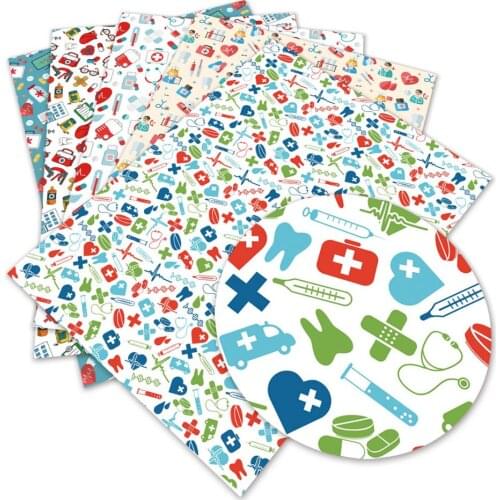 Diy accessories 30*136cm avocado flowers Printed Faux Synthetic Leather Sheets for Bow,DIY handmade Materials L3111