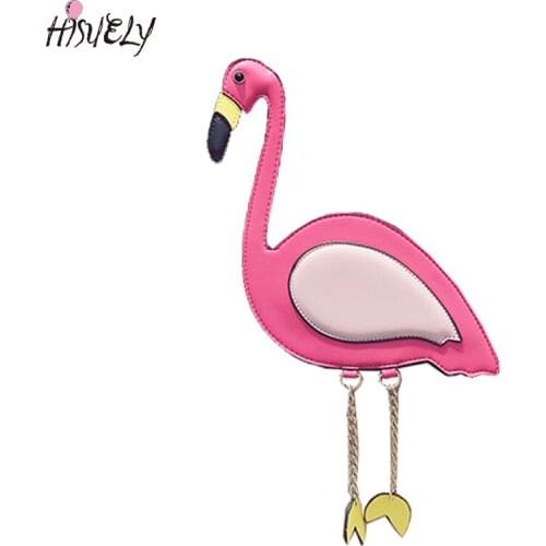2021 Fashion Women Bag Fun Flamingo Design Embroidery Handbag for Girl Hit Square Bag Leisure Female Shoulder Messenger Party Q5