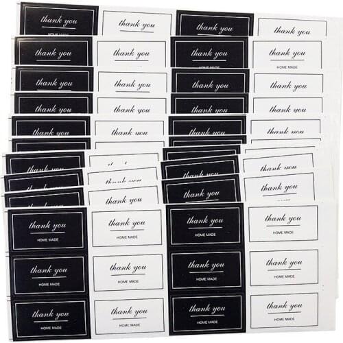 1200 Pcs/lot Thank You Label Stickers Black White Label Sticker For Diy Hand Made Gift Cake Sealing Scrapbooking Sticker