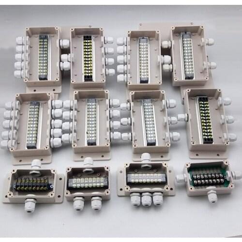 Outdoor waterproof plastic junction box with terminal one into two out three-way junction box