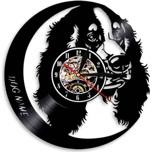 Golden Retriever Dog Personalized Puppy Name Vinyl Record Wall Clock Per Shop Custom Dog Name Clock Pet Shop Sign Dog Breed Gift