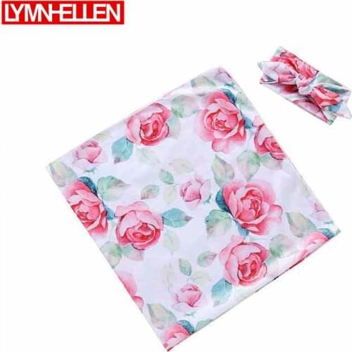 31x32inch Newborn Summer Blankets Photography Prop Cotton Baby Printed Newborn Infant Baby Boys Girls Sleeping + Headband
