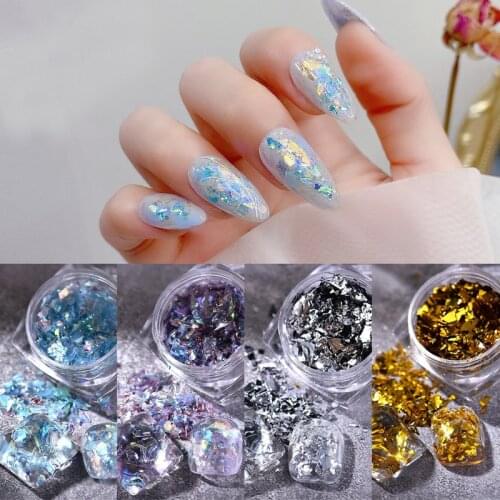 Mermaids Opal Nail Sequins Sparkly Irregular Glass Paper Holographcis Nail Glitter DIY Nails Manicure Paillettes Tips