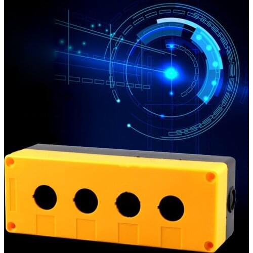Plastic Electronic Project Box Emergency Stop Push Button Switch Control Station Box 22mm 4 Button Holes Waterproof 195x71x64mm