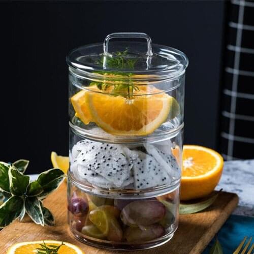 1pc 430ml Transparent Storage Bowl Fruit Dry Food Salad Dessert Container Glass Can Kitchen Storage Tableware