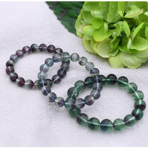 6-10mm Natural Crystal Rainbow fluorite Round AAA Gem stone Beads Stretchable Bracelet -8"