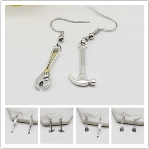 Retro creative personality decoration mini life tools wrench, kitchen knife, hammer pendant earrings interesting and interesting