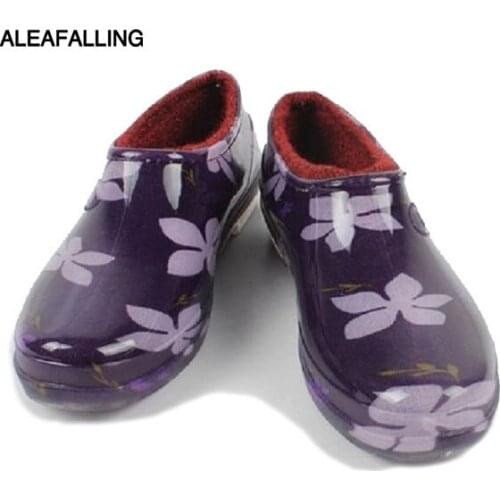 Aleafalling Kitchen Rain Boots Womens Platform Waterproof Motorcycle Flat All-season Cooker Ankle Boots Girs Shoes W076