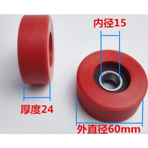 Sliding red color packaged coated plastic PU bearing bore 15mm, diameter 60mm, thickness 24mm. 10pcs/lot
