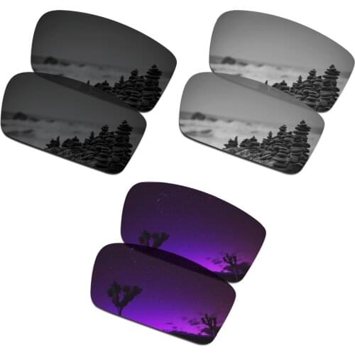 SmartVLT 3 Pairs Polarized Sunglasses Replacement Lenses for Oakley Twitch Stealth Black & Silver Titanium & Plasma Purple