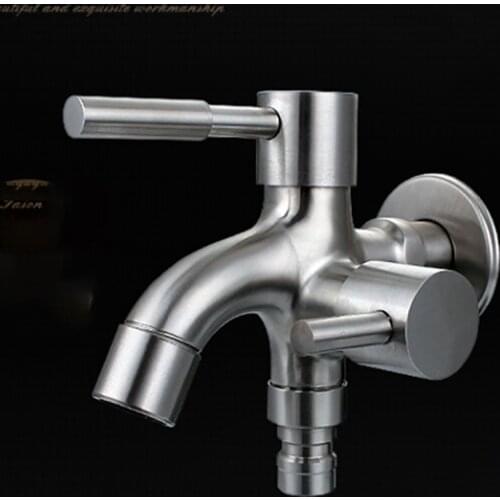 1/2 Inch Interface 304 Stainless Steel Dual-use Bibcocks Washing Machine Laundry Mop Pool Tap Double Handles Faucet Replacement