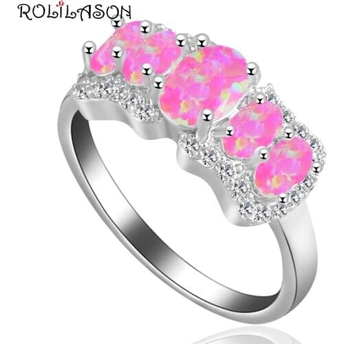 Super supplier fashion women jewelry Pink fire Opal silver plated Rings for women USA size #6 #7 #7.5 #8.5 OR621