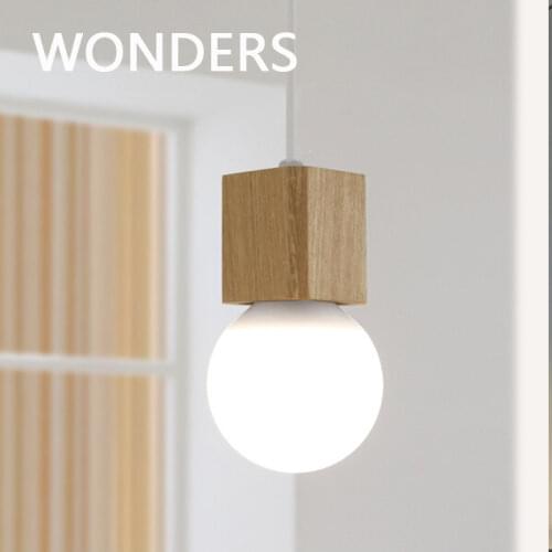 Northern Europe Vintage pendant Oak Wood Retro lamp 120cm wire E27 socket wood lamp holder Hanging light fixture without bulb