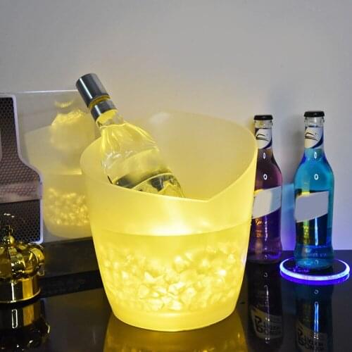 5L LED Beer Cooler Ice Bucket Wine Color Changing Luminous Champagne Ice Bucket Home Nightclub Bar Light Up Whiskey Bucket