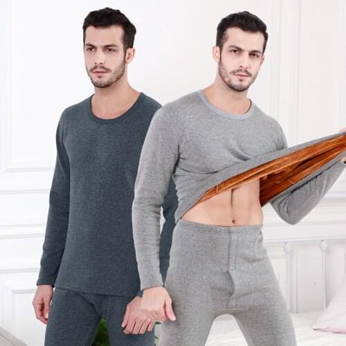 Solid Autumn Winter Thermal Suit Soft Underwear Clothing Long Winter Johns For Men Thick Warm Thermal Underwear Sets Male