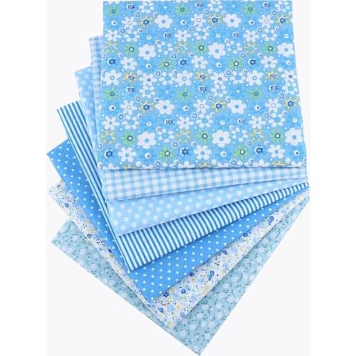 Nanchuang 7pcs/Lot Blue Thin Cotton Fabric Low Density Patchwork Cloth For DIY Handmade Sewing Tissue Needlework Pattern 50x50cm