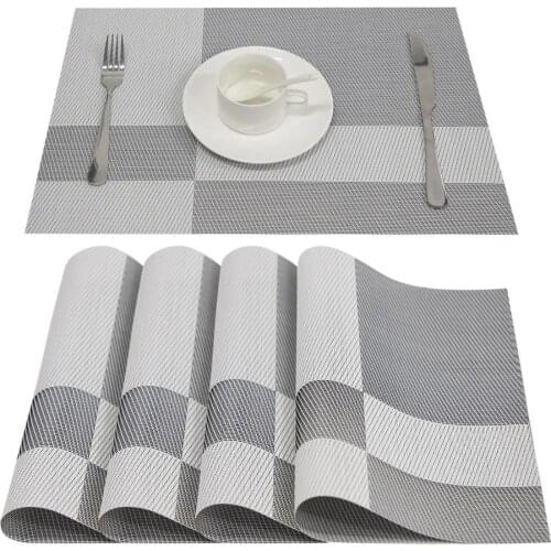 Topfinle PVC Bamboo Plastic Placemats for Dining table mat set Linens place mat in Kitchen Tableware Pad Coffee Tea Place Mat