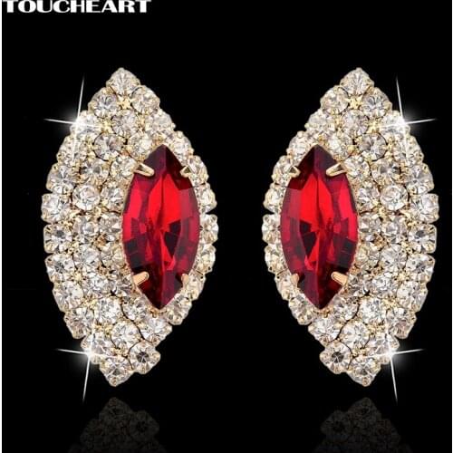 TOUCHEART Luxury Fashion Red Earring Designs Jewelry Gold Crystal Handmade Earrings For Women Butterfly Wings Earring SER140283