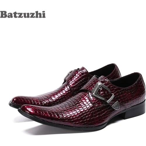 Batzuzhi Italian Style Leather Mens Dress Shoes Pointed Toe Mens Shoes for Party & Wedding Leather Shoes Men Zapatos Hombre