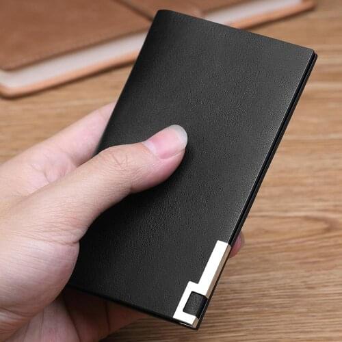WILLIAMPOLO Genuine Leather Men Wallet Ultrathin Wallets Card Holder Card Slots Bifold Slim Wallets Clutch Driving License