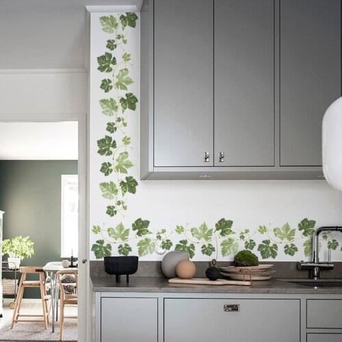 Green leaf vine Baseboard wall stickers bedroom living room Corner decoration art mural Skirting stickers wallpaper home decor