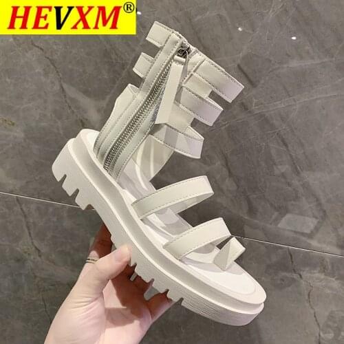 2021 Roman Sandals Womens Flat Shoes Ins Tide Students Thick-soled Wild Beach Shoes Casual Sandals Summer