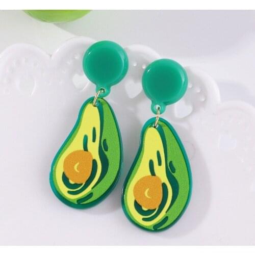 New Arrival Fashion Green Avocado Drop Earrings Exaggerated Big Fruit Avocado Drop Earrings Cool Punk Jewelry Accessaries Women