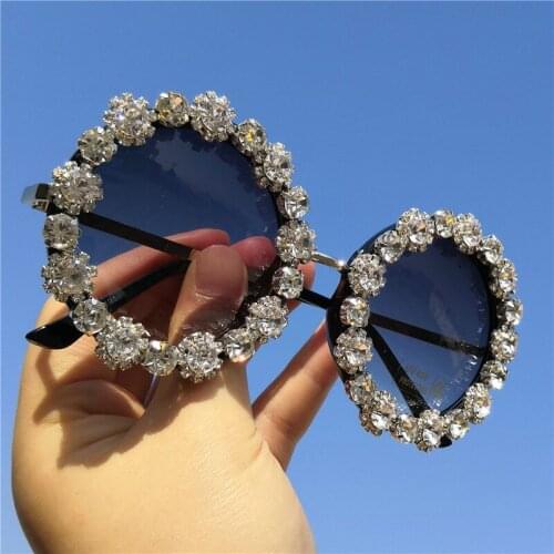 Diamond Sunglasses Handmade Sunglasses Retro Women Shades Brand Designer Fashion Lady Round eyeglasses Frame Luxury Eyewear FML