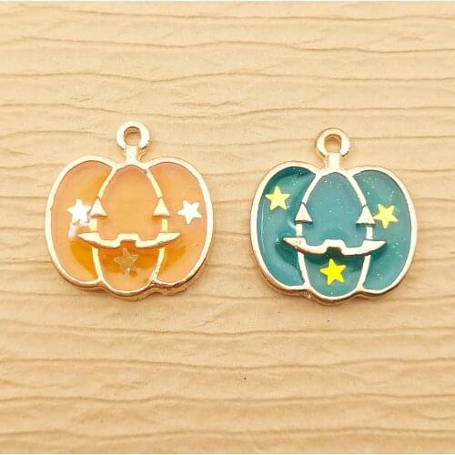 10pcs 19x20mm enamel pumpkin charm for jewelry making fashion earring pendant necklace charm bracelet charm diy finding