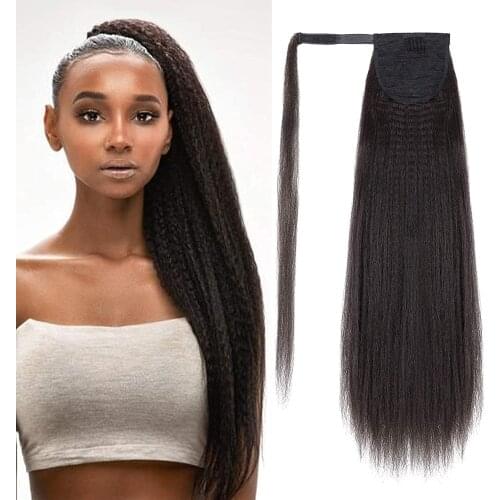 30-Inch Synthetic Hair Fiber Heat-Resistant Straight Hair With Ponytail Fake Hair Chip-in Hair Extensions Pony Tail