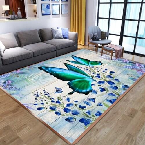 3D Dreamlike butterfly carpets for home Living room bedroom soft home decoration parlor area rug flower kids room play large mat