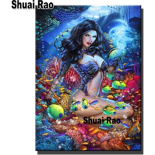 5D DIY Diamond Painting Cross Stitch Sexy Mermaid Fish Princess Full Square Drill Rhinestones Pictures Diamond Embroidery Mosaic