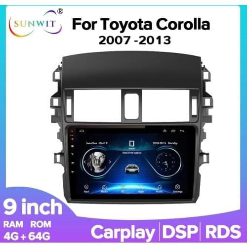 2 Din Android Car Radio For Toyota Corolla 2007-2013 Stereo Receiver Car Multimedia Player GPS Navigation with Bluetooth DSP